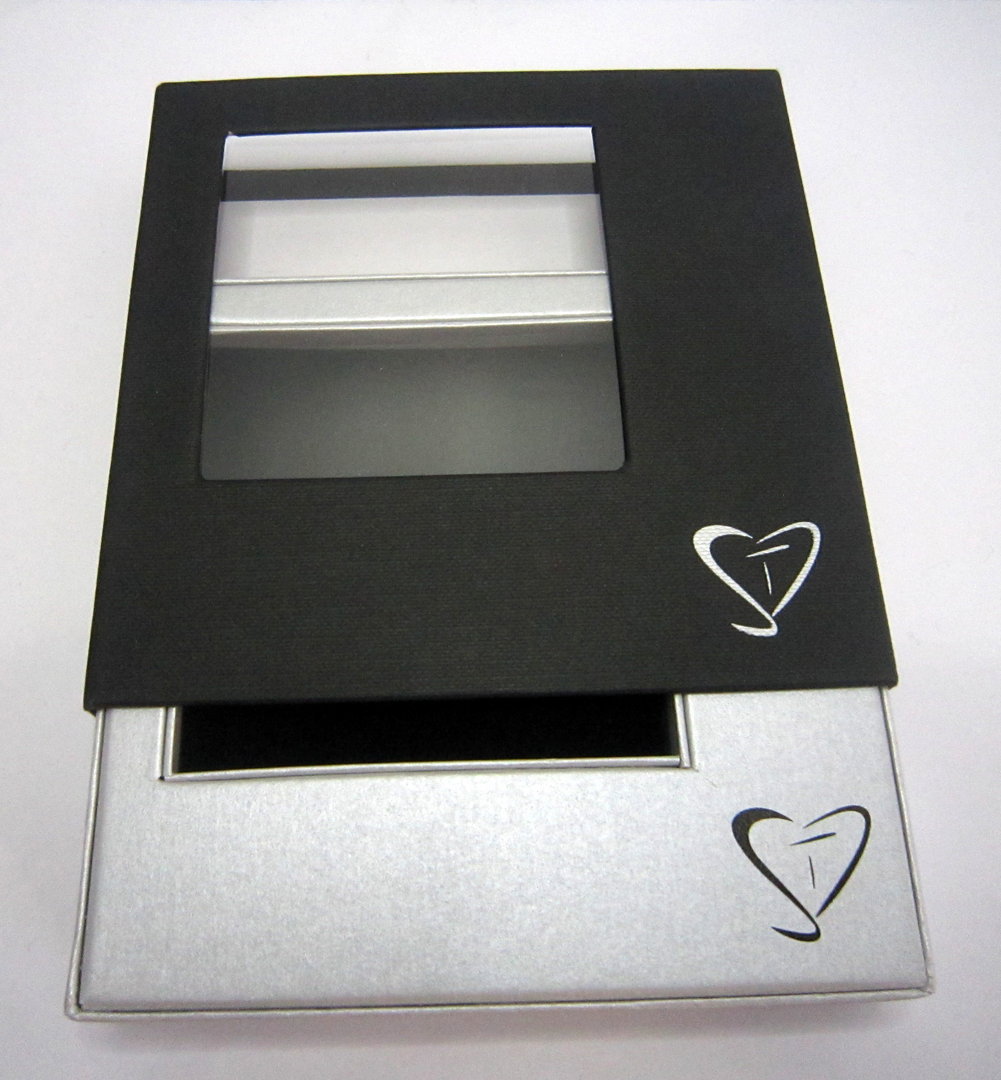 Geschenkbox, Aufbewahrungsbox schwarz-silber 120 x 120 x 27 mm