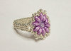 Ring aus SuperDuo und Swarovski Elements, kleine Blüte, lila