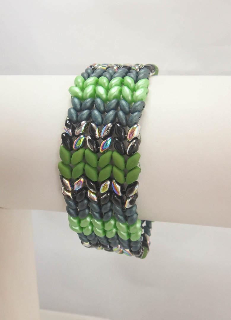 Armband SuperDuo Heringbone grün