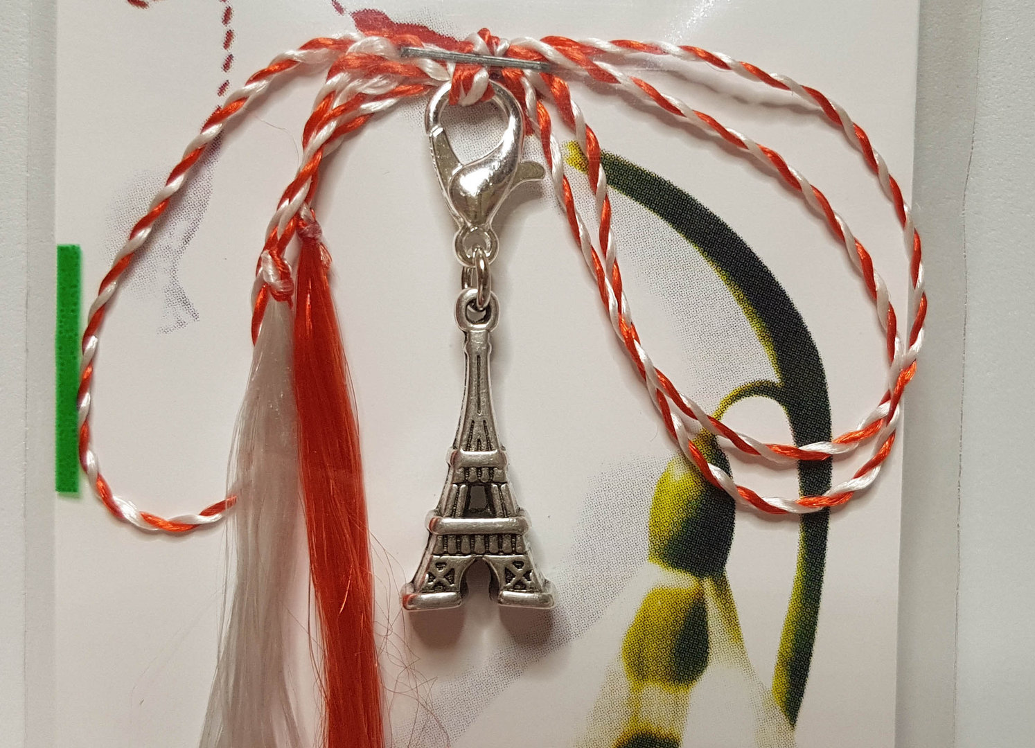 Martisor Märzchen handmade Anhänger als Eiffelturm aus Metall Charm 