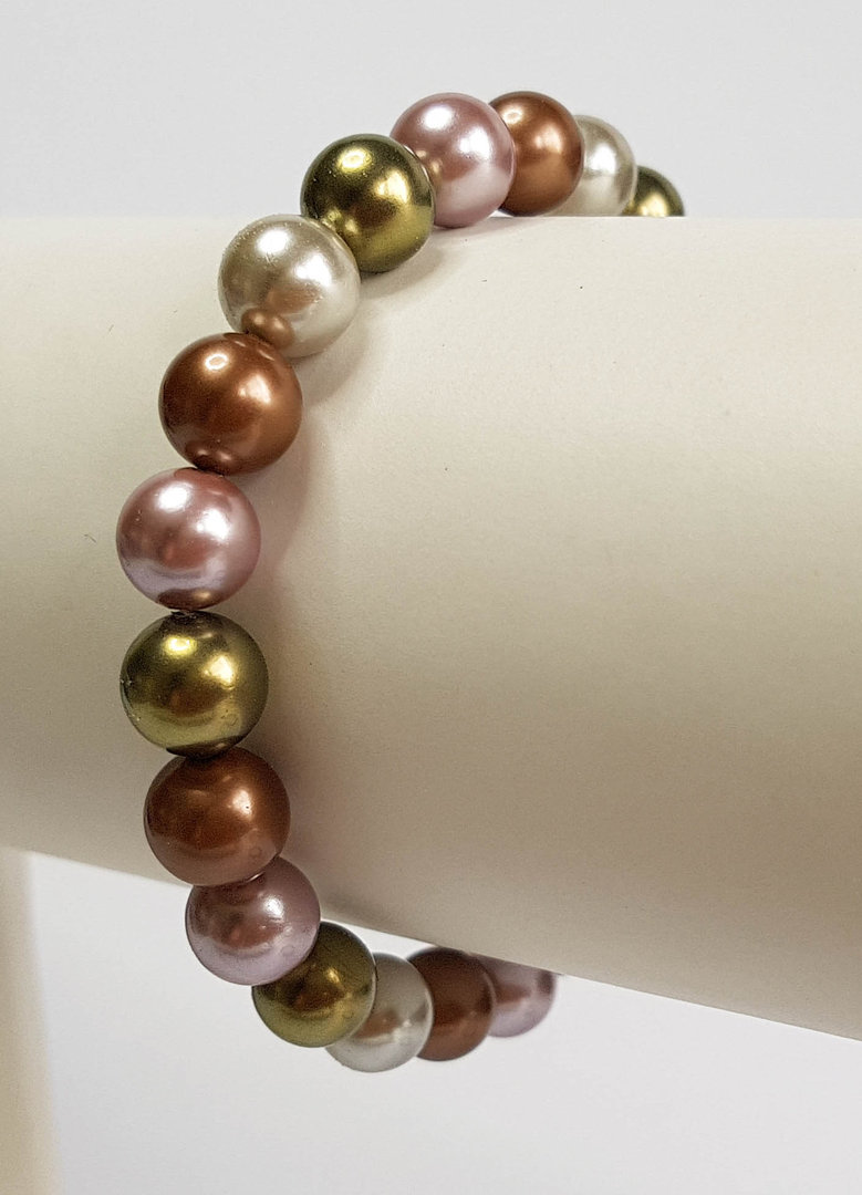 Multicolor Gummizug elastisch Design Perlen Muschelkernperlen Armband 10 mm