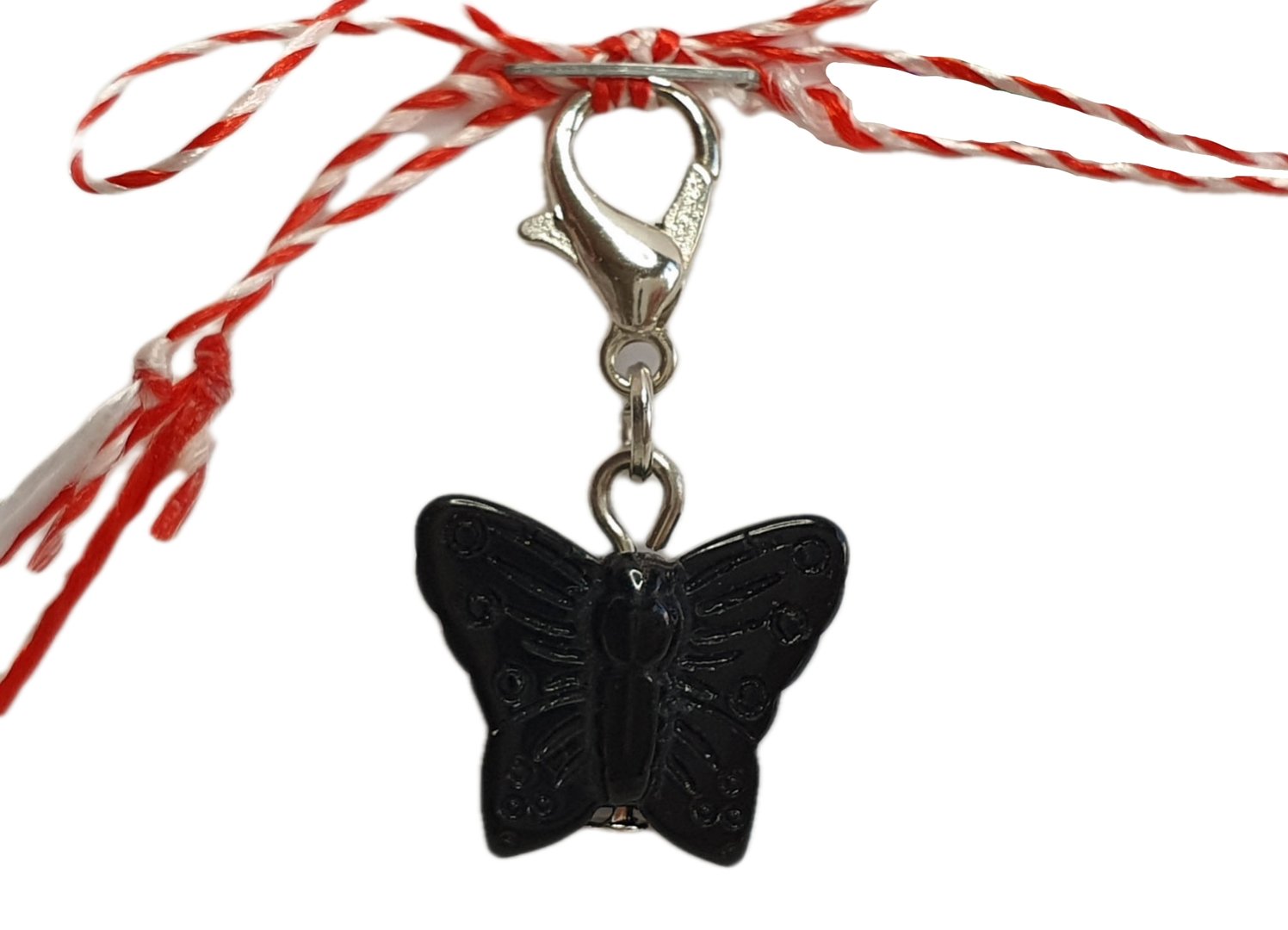 Charm aus Edelsteine Aventurin rot Schmetterling handmade Martisor Märzchen